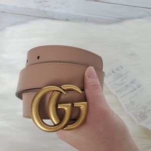Gucci Double G Dusty Pink Leather Belt 100cm